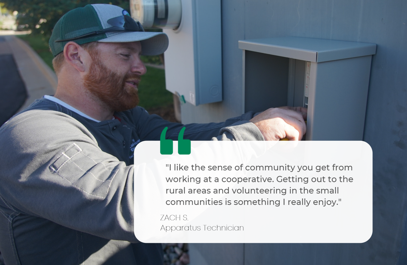 "I like the sense of community you get from working at a cooperative. Getting out to the rural areas and volunteering in the small communities is something I really enjoy."